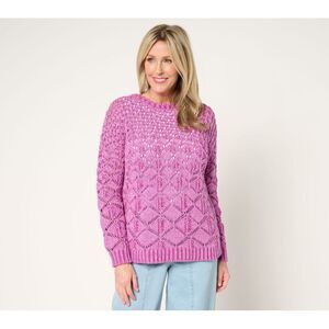 Fashion Women's Top Sweater Sz XL Boat Neck Plaited Wash Purple A683837